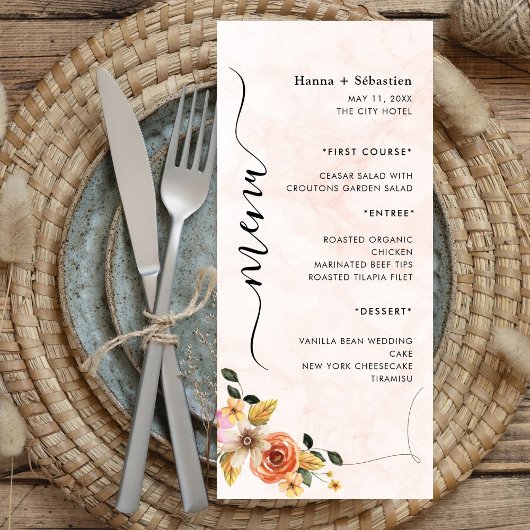 Modern  Wedding Menu