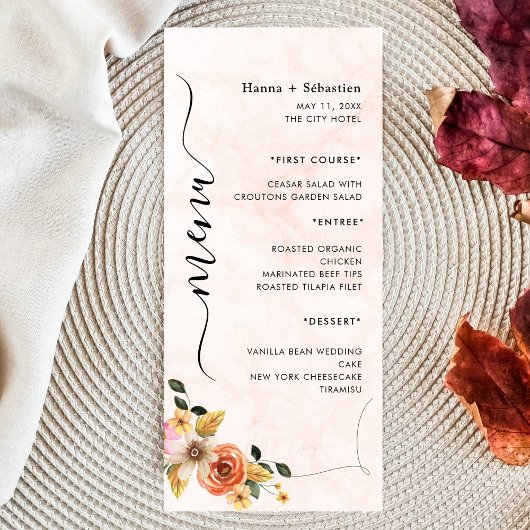 Modern Wedding Menu