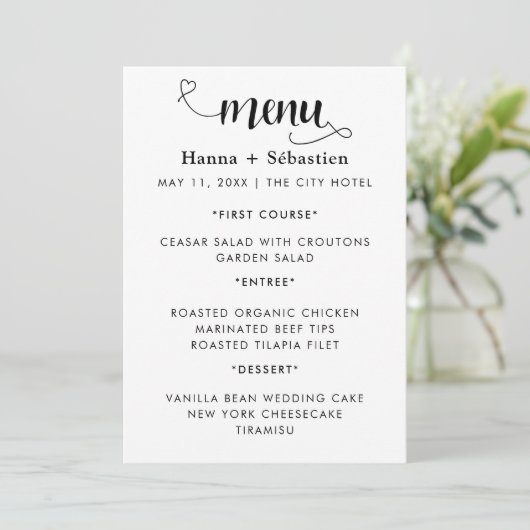 Modern  Wedding Menu (Debout devant)