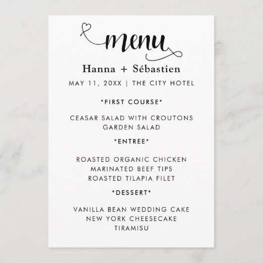 Modern  Wedding Menu (Voorkant)