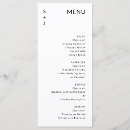Modern Wedding Menu