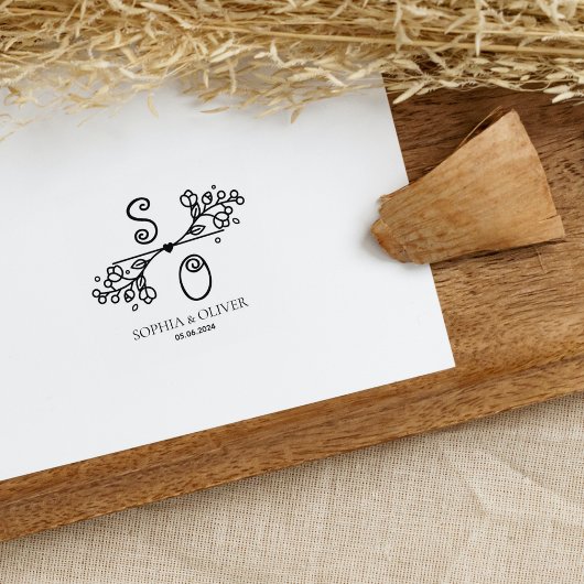Modern Wedding Monogram Rubberstempel