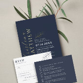 Modern Wedding Navy Blue Details Behuizing Kaart