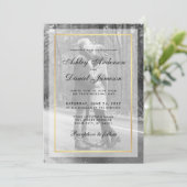 Modern Wedding Photo Invitation G - Overlay B&W Kaart (Staand voorkant)