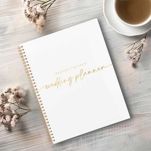 Modern Wedding Planner Gold Glitter Script