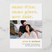 Modern Wedding Postponement Foto Folie Kaart (Voorkant)