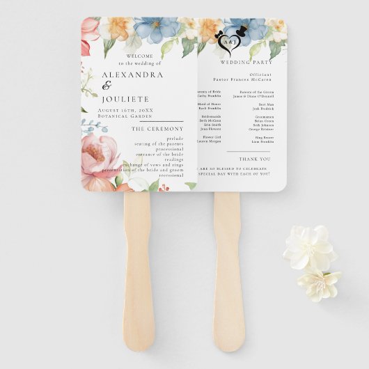 Modern Wedding Program Fans with Photo Handwaaier (Voorkant en achterkant)