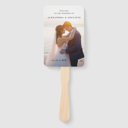 Modern Wedding Program Fans with Photo Handwaaier (Voorkant)