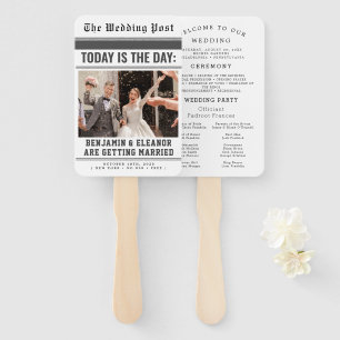 Modern Wedding Program Fans with Photo Handwaaier