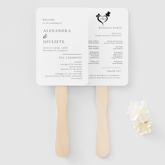Modern Wedding Program Fans with Photo Handwaaier (Voorkant en achterkant)