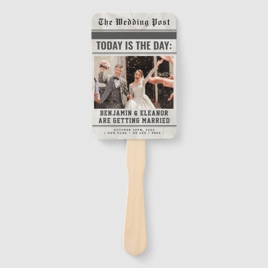 Modern Wedding Program Fans with Photo Handwaaier (Voorkant)