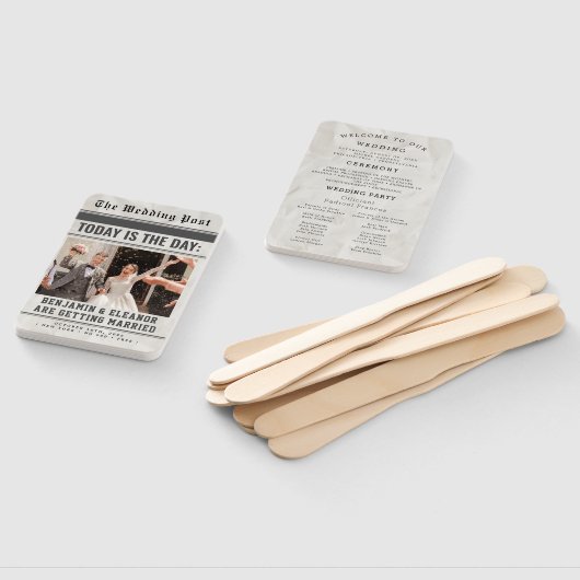 Modern Wedding Program Fans with Photo Handwaaier (Niet-gemonteerd)