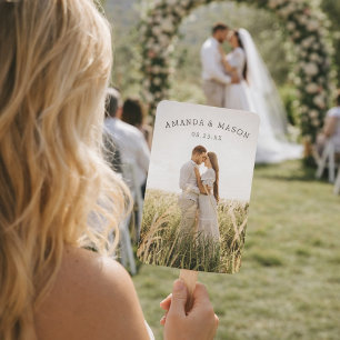Modern Wedding Program Fans with Photo Handwaaier