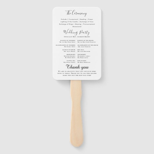 Modern Wedding Program Fans with Photo Handwaaier (Achterkant)