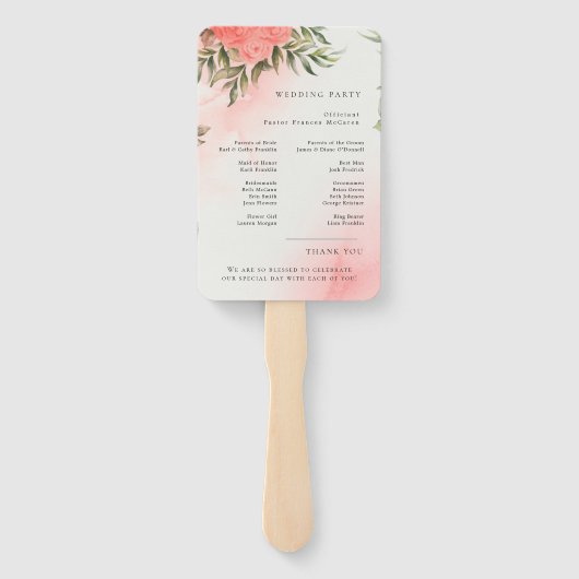 Modern Wedding Program Fans with Photo Handwaaier (Achterkant)