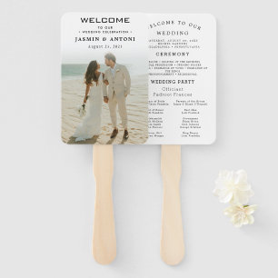 Modern Wedding Program Fans with Photo Handwaaier