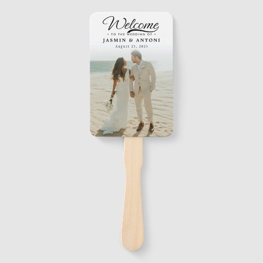 Modern Wedding Program Fans with Photo Handwaaier (Voorkant)
