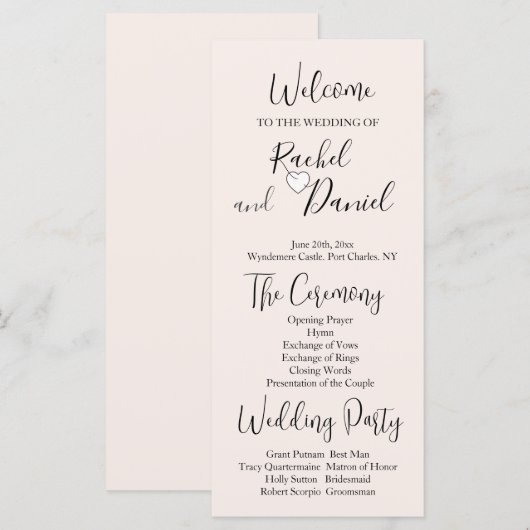 Modern Wedding Programme (Voorkant / Achterkant)