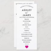 Modern Wedding Programme for Ceremony Fuchsia Hear Programma (Voorkant / Achterkant)