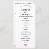 Modern Wedding Programme for Ceremony, Pink Heart Programma (Voorkant / Achterkant)