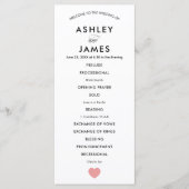 Modern Wedding Programme for Ceremony, Pink Heart Programma (Voorkant)
