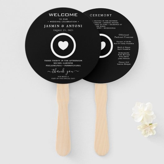 Modern Wedding Programme Handwaaier (Voorkant en achterkant)