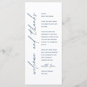 Modern Wedding Reception Dinner Thank You Card Programma (Voorkant)