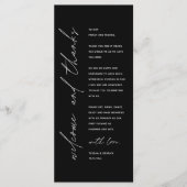 Modern Wedding Reception Dinner Thank You Card Programma (Voorkant)