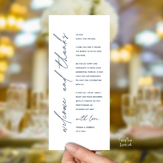 Modern Wedding Reception Dinner Thank You Card Programma