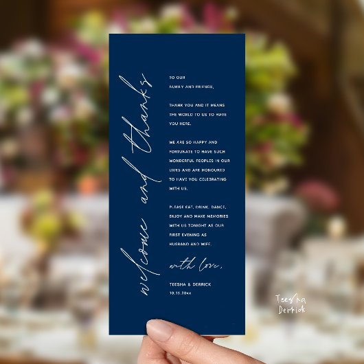 Modern Wedding Reception Dinner Thank You Card Programma