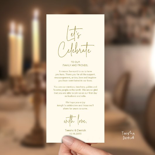 Modern Wedding Reception Dinner Thank You Card Programma