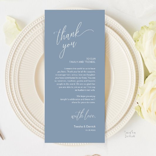 Modern Wedding Reception Dinner Thank You Card Programma