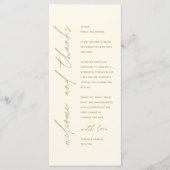 Modern Wedding Reception Dinner Thank You Card Programma (Voorkant)