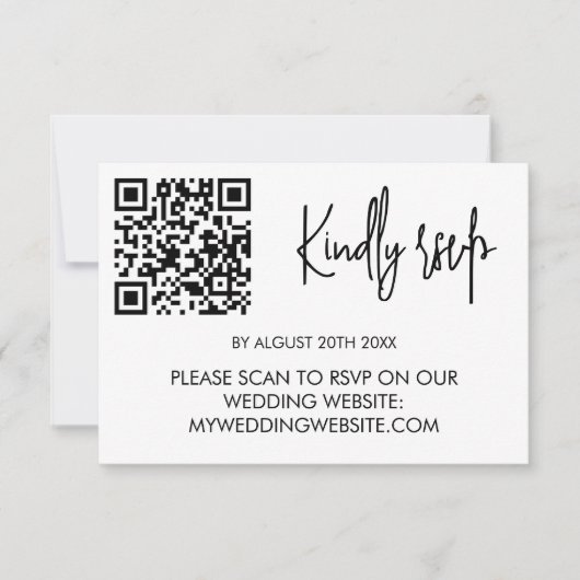 Modern Wedding RSVP Card with QR Code (Devant)