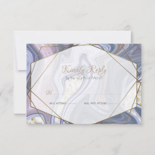 Modern Wedding RSVP Marbleized Paars Roos Agate