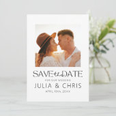 Modern Wedding Save the Date Card with Photo  (Debout devant)