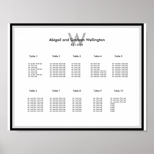 Modern Wedding Seating Chart Poster (Voorkant)