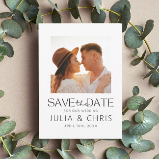 Modern Wedding sparen de Datum Kaart met Foto