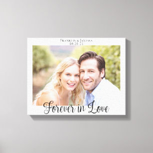 Modern Wedding Typography Forever in Love Foto Canvas Afdruk