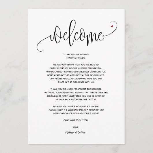 Modern Wedding Welcome and Itinerary Card v24 Programma (Voorkant)