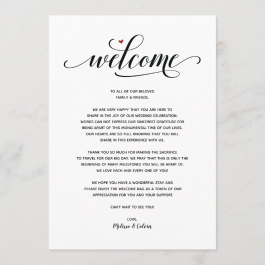Modern Wedding Welcome and Itinerary Card v2 Programma (Achterkant)
