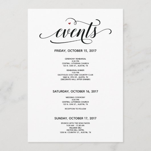 Modern Wedding Welcome and Itinerary Card v2 Programma (Voorkant)