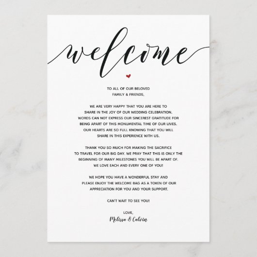 Modern Wedding Welcome and Itinerary Card v3 Programma (Achterkant)