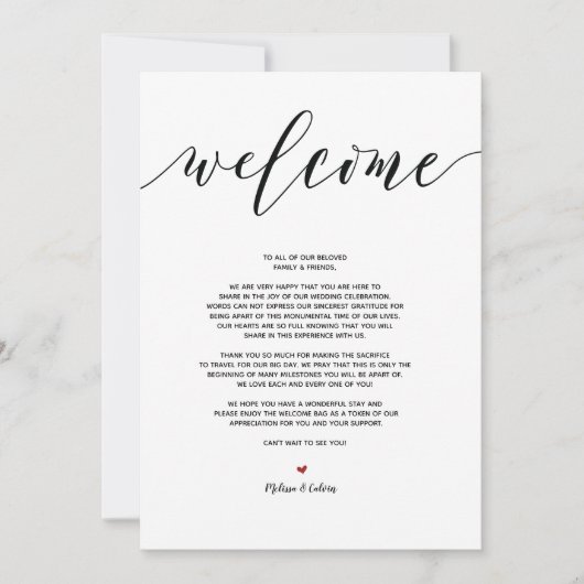 Modern Wedding Welcome and Itinerary Card v8 Kaart (Voorkant)
