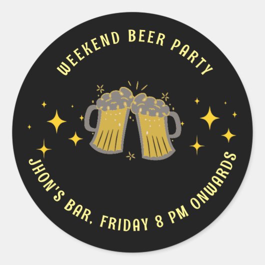 Modern Weekend bierfeest Ronde Sticker (Voorkant)