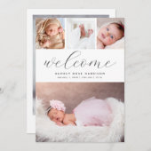 Modern Welcome Photo Collage Birth Aankondiging (Voorkant / Achterkant)