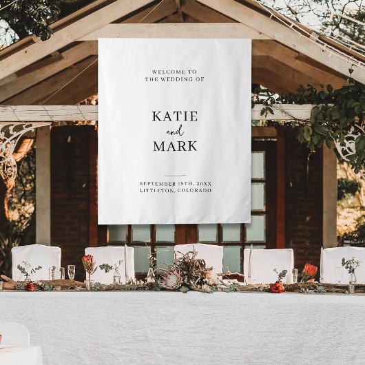Modern Welcome To Our Wedding Fabric Sign Wandkleed