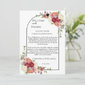 Modern welkom en dank u huwelijksgastafel bedankkaart (Staand voorkant)