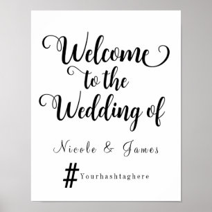 Modern Welkom Hashtag Trouwbord Poster