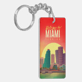 Modern Welkom in Miami Florida Sleutelhanger (Voorkant Links)